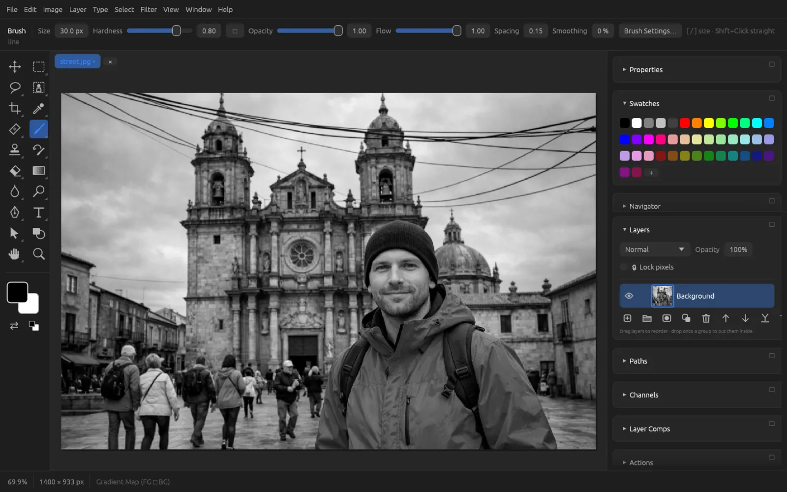 Image after Gradient Map with black and white as the colors
