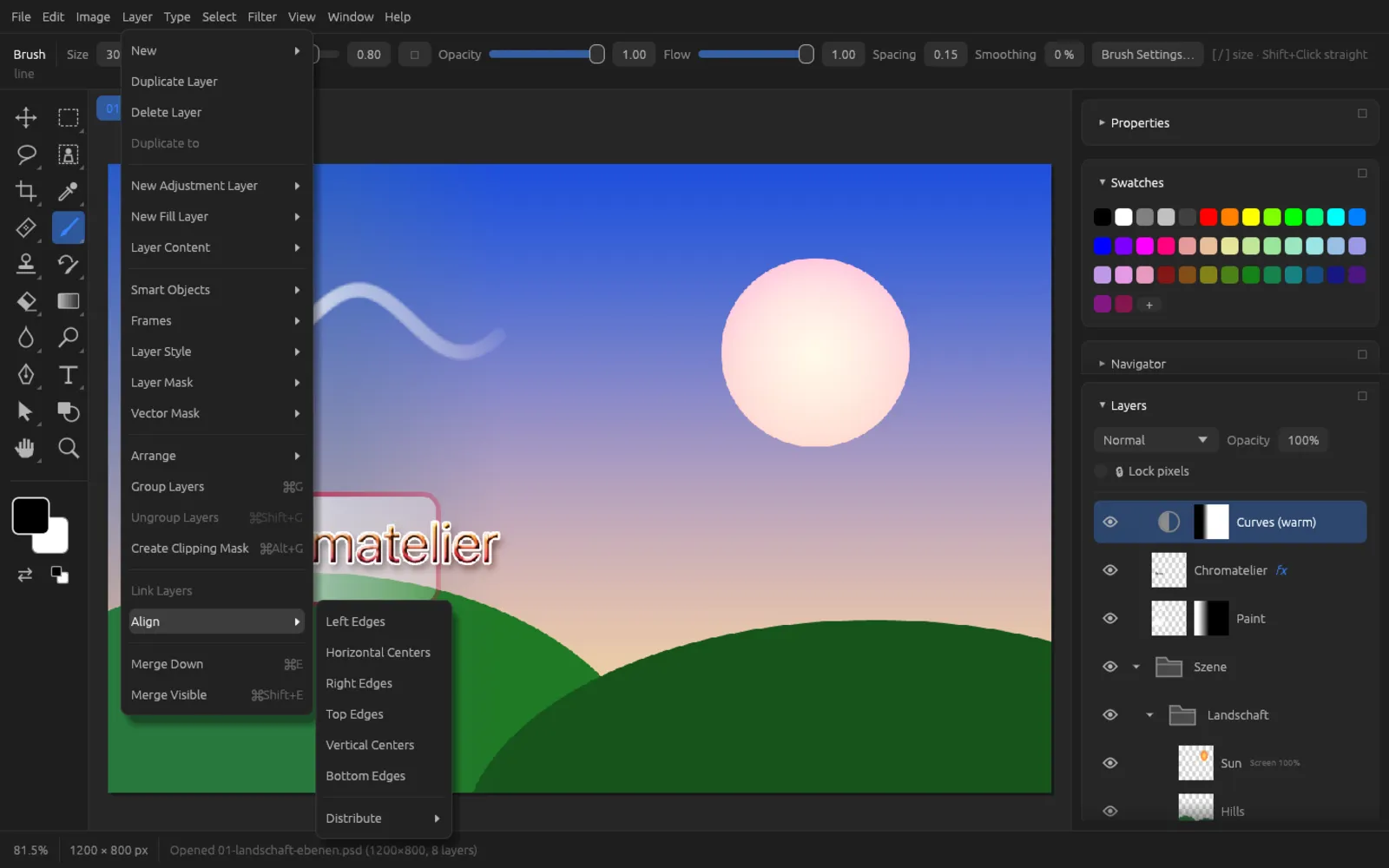 The Layer › Align submenu