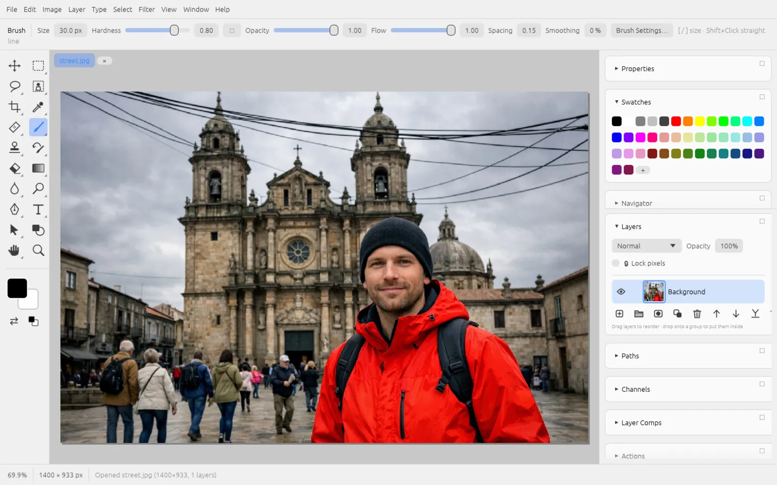 Chromatelier with the light theme and a photo open