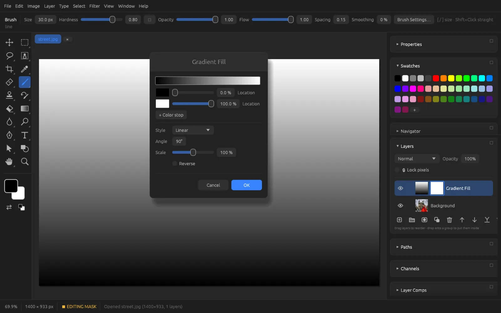 Gradient fill dialog