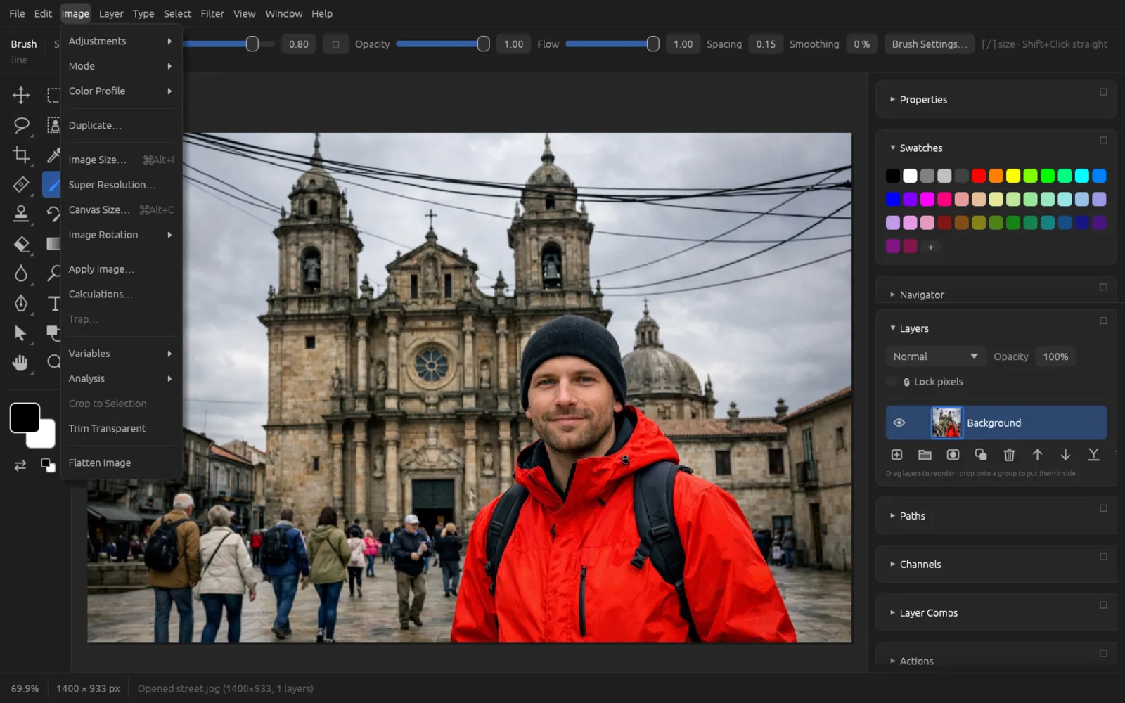The open Image menu