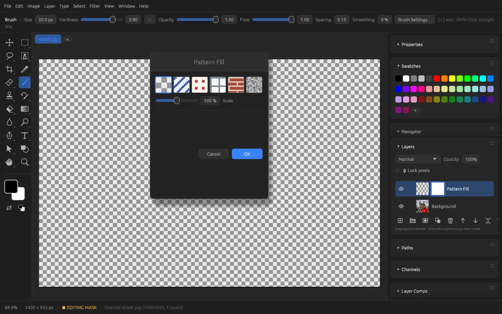 Pattern fill dialog